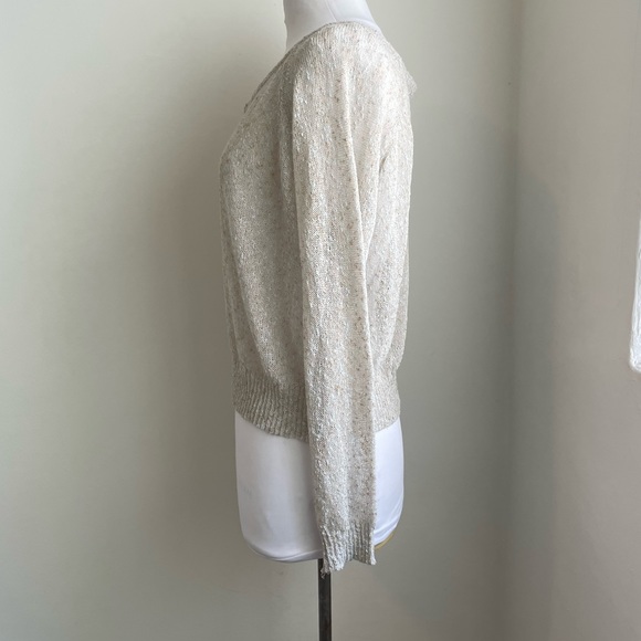 Kai-aakmann Sheer Metallic Sweater Slightly Cropped Festive Scoopneck Size Small - Picture 8 of 10